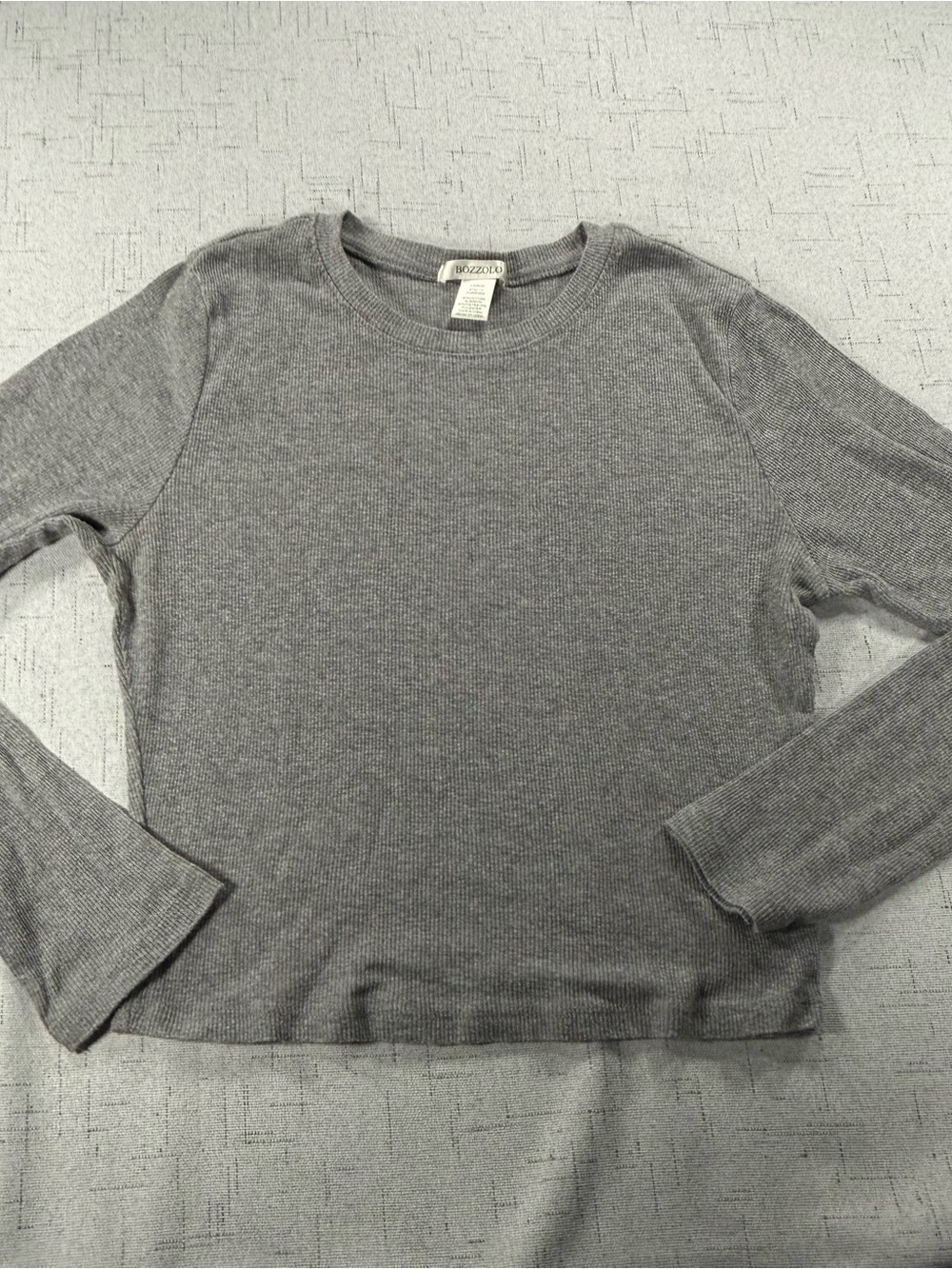 Bozzolo Grey Ribbed Long-Sleeve Top - Gray